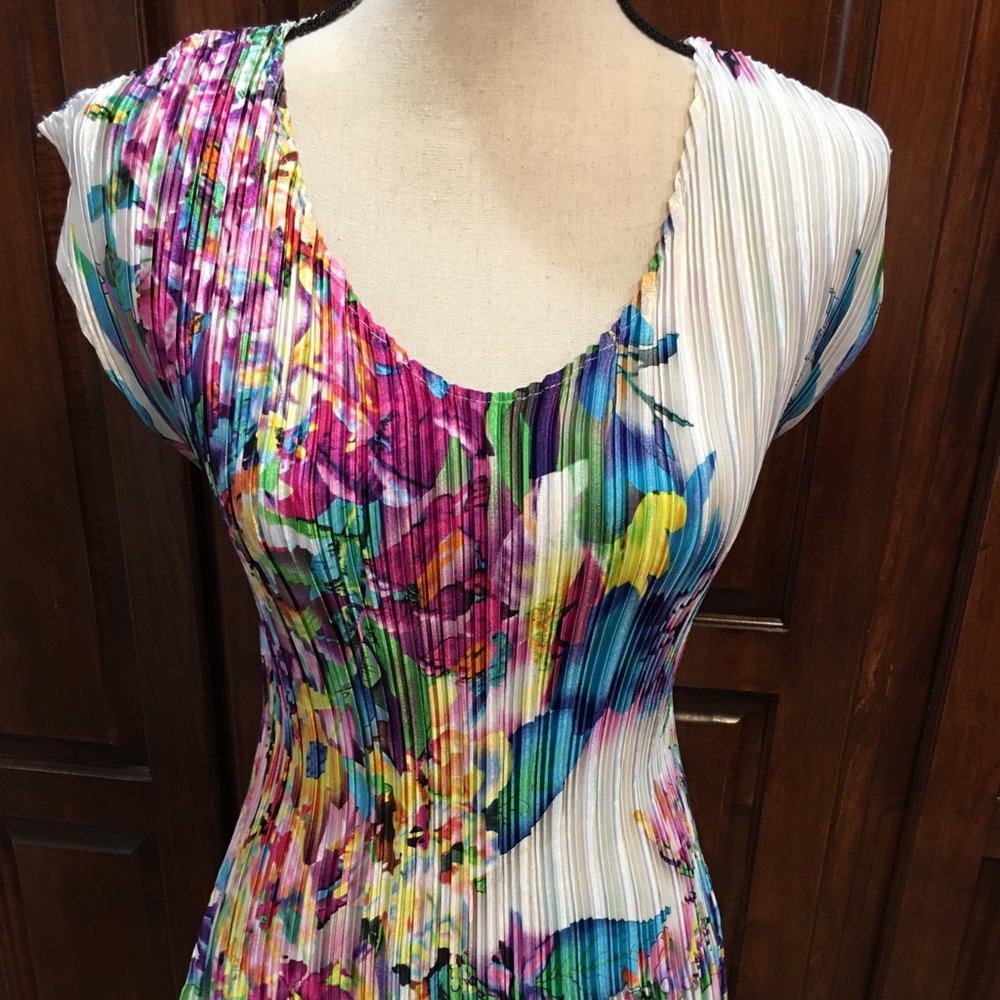 Cap/dolman sleeve ribbed/pleated blouse.